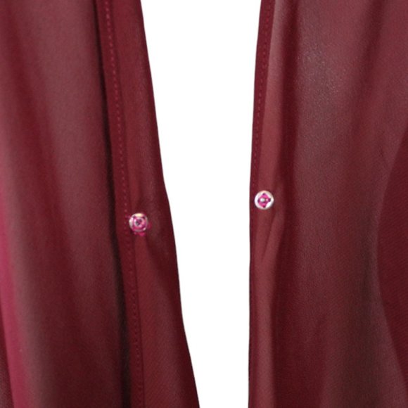 Tradition Beaded Over Blouse Size 8 Shoulder Pad Red Maroon Sheer High Low CA303 - Picture 12 of 13